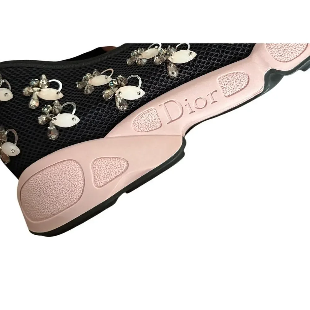 Dior Fusion Embellished Sneakers 39 – Black Pink Crystal Rare Pair